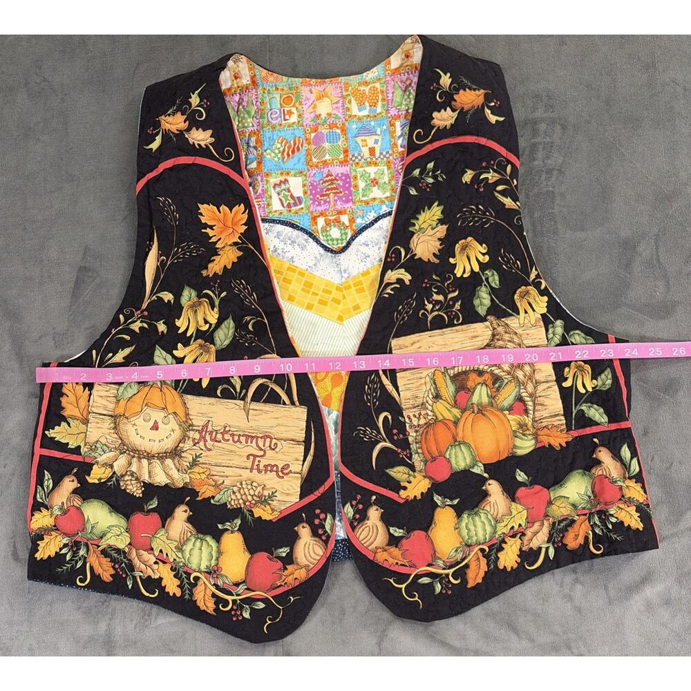 Handmade Fall/Thanksgiving & Christmas Reversible Vest No Size Bnfts Charity - Picture 6 of 10